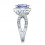  Platinum Platinum Custom Blue Sapphire And Diamond Halo Engagement Ring - Side View -  100783 - Thumbnail