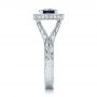  Platinum Platinum Custom Blue Sapphire And Diamond Halo Engagement Ring - Side View -  102153 - Thumbnail
