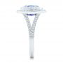 18k White Gold Custom Blue Sapphire And Diamond Halo Engagement Ring - Side View -  102444 - Thumbnail