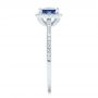 14k White Gold Custom Blue Sapphire And Diamond Halo Engagement Ring - Side View -  102485 - Thumbnail