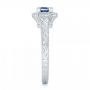  Platinum Custom Blue Sapphire And Diamond Halo Engagement Ring - Side View -  103006 - Thumbnail