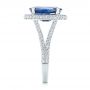  Platinum Platinum Custom Blue Sapphire And Diamond Halo Engagement Ring - Side View -  103601 - Thumbnail