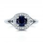 18k White Gold 18k White Gold Custom Blue Sapphire And Diamond Halo Engagement Ring - Top View -  102153 - Thumbnail