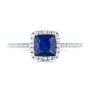  Platinum Platinum Custom Blue Sapphire And Diamond Halo Engagement Ring - Top View -  102485 - Thumbnail