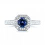 14k White Gold 14k White Gold Custom Blue Sapphire And Diamond Halo Engagement Ring - Top View -  103006 - Thumbnail