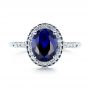 18k White Gold 18k White Gold Custom Blue Sapphire And Diamond Halo Engagement Ring - Top View -  103041 - Thumbnail