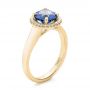18k Yellow Gold 18k Yellow Gold Custom Blue Sapphire And Diamond Halo Engagement Ring - Three-Quarter View -  102028 - Thumbnail