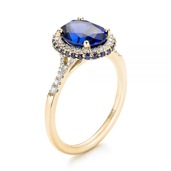 18K White Gold Blue Sapphire Pave Ring - Nazar's & Co. Jewelers