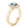 14k Yellow Gold 14k Yellow Gold Custom Blue Sapphire And Diamond Halo Engagement Ring - Three-Quarter View -  103467 - Thumbnail