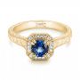 14k Yellow Gold 14k Yellow Gold Custom Blue Sapphire And Diamond Halo Engagement Ring - Flat View -  103006 - Thumbnail