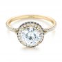 18k Yellow Gold 18k Yellow Gold Custom Blue Sapphire And Diamond Halo Engagement Ring - Flat View -  103474 - Thumbnail