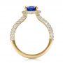18k Yellow Gold 18k Yellow Gold Custom Blue Sapphire And Diamond Halo Engagement Ring - Front View -  100605 - Thumbnail