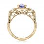 14k Yellow Gold 14k Yellow Gold Custom Blue Sapphire And Diamond Halo Engagement Ring - Front View -  100783 - Thumbnail