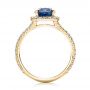 14k Yellow Gold 14k Yellow Gold Custom Blue Sapphire And Diamond Halo Engagement Ring - Front View -  102018 - Thumbnail
