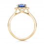 18k Yellow Gold 18k Yellow Gold Custom Blue Sapphire And Diamond Halo Engagement Ring - Front View -  102028 - Thumbnail