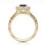 18k Yellow Gold 18k Yellow Gold Custom Blue Sapphire And Diamond Halo Engagement Ring - Front View -  102153 - Thumbnail