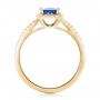14k Yellow Gold 14k Yellow Gold Custom Blue Sapphire And Diamond Halo Engagement Ring - Front View -  102485 - Thumbnail