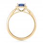 14k Yellow Gold 14k Yellow Gold Custom Blue Sapphire And Diamond Halo Engagement Ring - Front View -  102485 - Thumbnail