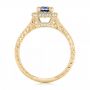 14k Yellow Gold 14k Yellow Gold Custom Blue Sapphire And Diamond Halo Engagement Ring - Front View -  103006 - Thumbnail
