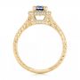 14k Yellow Gold 14k Yellow Gold Custom Blue Sapphire And Diamond Halo Engagement Ring - Front View -  103006 - Thumbnail