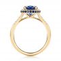 18k Yellow Gold 18k Yellow Gold Custom Blue Sapphire And Diamond Halo Engagement Ring - Front View -  103041 - Thumbnail