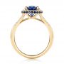 18k Yellow Gold 18k Yellow Gold Custom Blue Sapphire And Diamond Halo Engagement Ring - Front View -  103041 - Thumbnail