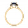 18k Yellow Gold 18k Yellow Gold Custom Blue Sapphire And Diamond Halo Engagement Ring - Front View -  103457 - Thumbnail