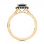 18k Yellow Gold 18k Yellow Gold Custom Blue Sapphire And Diamond Halo Engagement Ring - Front View -  103457 - Thumbnail