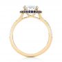 18k Yellow Gold 18k Yellow Gold Custom Blue Sapphire And Diamond Halo Engagement Ring - Front View -  103474 - Thumbnail