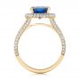 14k Yellow Gold 14k Yellow Gold Custom Blue Sapphire And Diamond Halo Engagement Ring - Front View -  103601 - Thumbnail