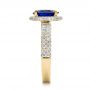 18k Yellow Gold 18k Yellow Gold Custom Blue Sapphire And Diamond Halo Engagement Ring - Side View -  100605 - Thumbnail