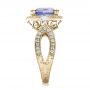 14k Yellow Gold 14k Yellow Gold Custom Blue Sapphire And Diamond Halo Engagement Ring - Side View -  100783 - Thumbnail