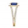 18k Yellow Gold 18k Yellow Gold Custom Blue Sapphire And Diamond Halo Engagement Ring - Side View -  102018 - Thumbnail