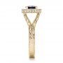 14k Yellow Gold 14k Yellow Gold Custom Blue Sapphire And Diamond Halo Engagement Ring - Side View -  102153 - Thumbnail