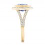 14k Yellow Gold 14k Yellow Gold Custom Blue Sapphire And Diamond Halo Engagement Ring - Side View -  102444 - Thumbnail