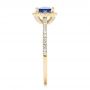 18k Yellow Gold 18k Yellow Gold Custom Blue Sapphire And Diamond Halo Engagement Ring - Side View -  102485 - Thumbnail