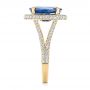 18k Yellow Gold 18k Yellow Gold Custom Blue Sapphire And Diamond Halo Engagement Ring - Side View -  103601 - Thumbnail