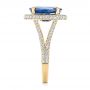 18k Yellow Gold 18k Yellow Gold Custom Blue Sapphire And Diamond Halo Engagement Ring - Side View -  103601 - Thumbnail