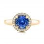 18k Yellow Gold 18k Yellow Gold Custom Blue Sapphire And Diamond Halo Engagement Ring - Top View -  102028 - Thumbnail