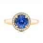 18k Yellow Gold 18k Yellow Gold Custom Blue Sapphire And Diamond Halo Engagement Ring - Top View -  102028 - Thumbnail
