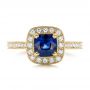 18k Yellow Gold 18k Yellow Gold Custom Blue Sapphire And Diamond Halo Engagement Ring - Top View -  102311 - Thumbnail
