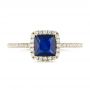 18k Yellow Gold 18k Yellow Gold Custom Blue Sapphire And Diamond Halo Engagement Ring - Top View -  102485 - Thumbnail