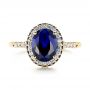 14k Yellow Gold 14k Yellow Gold Custom Blue Sapphire And Diamond Halo Engagement Ring - Top View -  103041 - Thumbnail