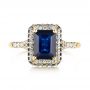 18k Yellow Gold 18k Yellow Gold Custom Blue Sapphire And Diamond Halo Engagement Ring - Top View -  103457 - Thumbnail