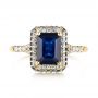 18k Yellow Gold 18k Yellow Gold Custom Blue Sapphire And Diamond Halo Engagement Ring - Top View -  103457 - Thumbnail