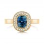 14k Yellow Gold 14k Yellow Gold Custom Blue Sapphire And Diamond Halo Engagement Ring - Top View -  103467 - Thumbnail