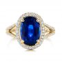 14k Yellow Gold 14k Yellow Gold Custom Blue Sapphire And Diamond Halo Engagement Ring - Top View -  103601 - Thumbnail