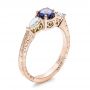 14k Rose Gold And 14K Gold 14k Rose Gold And 14K Gold Custom Blue Sapphire And Diamond Hand Engraved Engagement Ring - Three-Quarter View -  100794 - Thumbnail