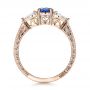 18k Rose Gold And 18K Gold 18k Rose Gold And 18K Gold Custom Blue Sapphire And Diamond Hand Engraved Engagement Ring - Front View -  100794 - Thumbnail