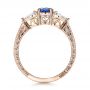 18k Rose Gold And Platinum 18k Rose Gold And Platinum Custom Blue Sapphire And Diamond Hand Engraved Engagement Ring - Front View -  100794 - Thumbnail